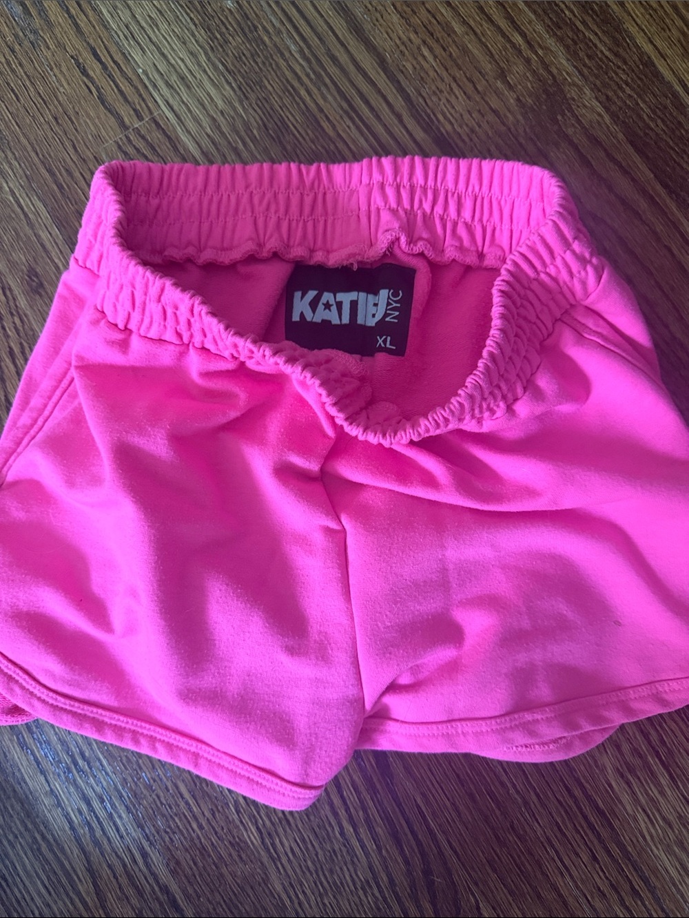 KatieJ NYC Neon Pink Athletic Shorts size kids XL